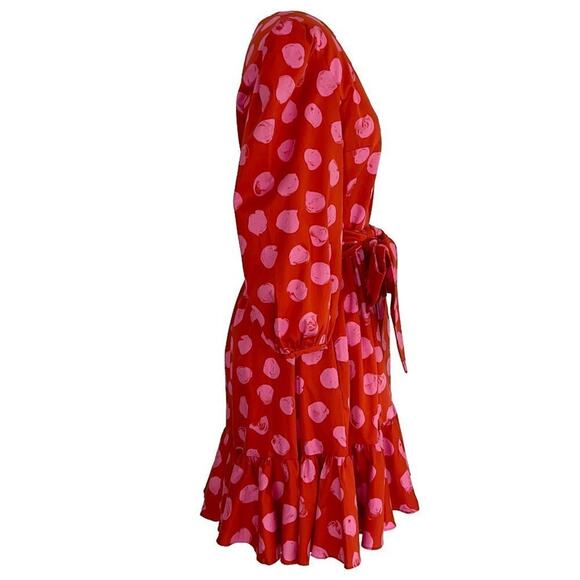 Borgo de Nor Anita Red & Pink Polka Dot Cotton Poplin Dress- Size US 6 - Picture 5 of 8